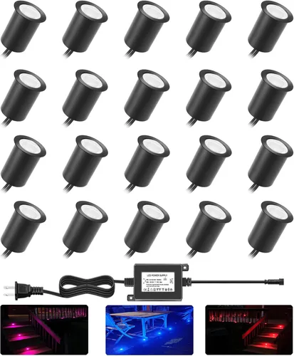 Vista 15 de RNEHON - Luz LED empotrable de color blanco cálido, luces de bajo voltaje de 12 V con carcasa protectora, Φ1.18 luces de paisaje al aire libre