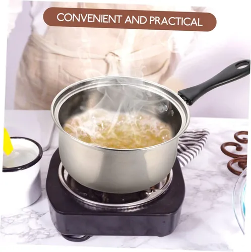 Vista 9 de 1 juego de olla de leche de acero inoxidable con mango largo antiadherente cacerola de cocción para calentamiento rápido para sopa de leche y pasta
