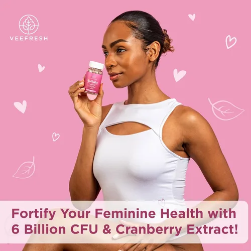Vista 9 de VeeFresh VeeBiotics - Probióticos de arándano para mujeres, 60 cápsulas de probióticos para mujer con prebióticos y extracto de arándano