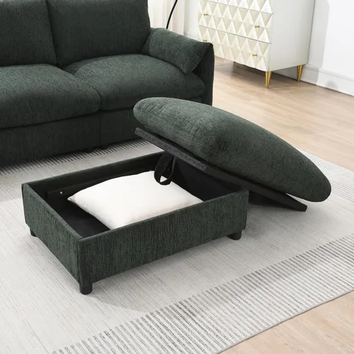 Vista 27 de Moderno sofá modular en forma de U con almohadas para la cintura, sofá cama con diván, sofá tapizado simétrico de felpilla de 6 asientos para sala