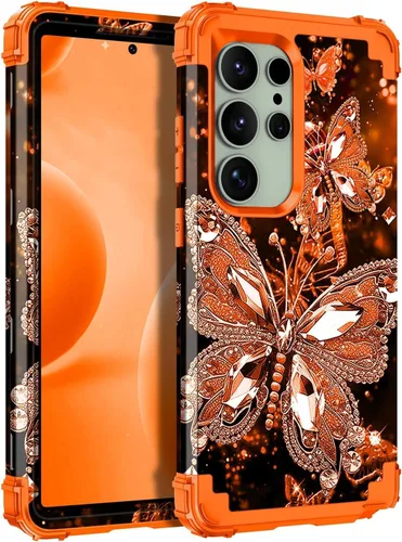 Vista 84 de Miqala Funda para Galaxy S21 FE 5G, brilla en la oscuridad, tres capas, resistente, protección a prueba de golpes, parachoques de plástico