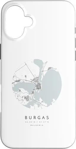 Vista 23 de Burgas Bulgaria Coordinates map - Carcasa para iPhone 16