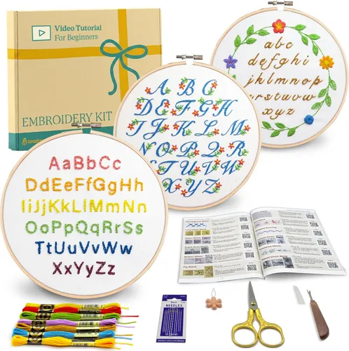 Vista 10 de Bradove Kit de Práctica de Puntadas de Bordado Clásico, Kit de Bordado para Principiantes, Kit de Bordado para Principiantes para Adultos, Kit
