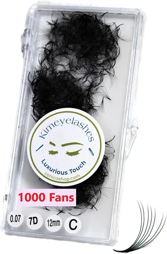 Vista 3 de 6D - 0.07 C y D Curl 1000 Abanicos de volumen prehechos sueltos, extensiones de pestañas hechas a mano, suministros de volumen ruso para abanicos