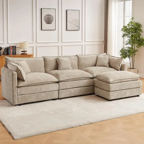 Vista 10 de Sofá modular seccional, juego de sofá en forma de L de 77 pulgadas con reposabrazos, cómodos sofás de nube de 2 plazas para sala de estar