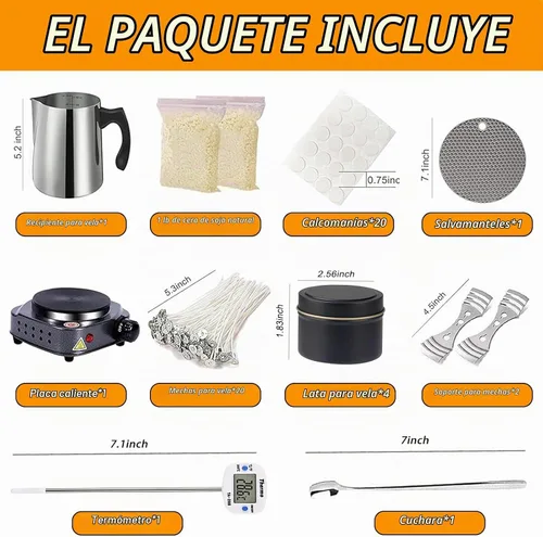 Vista 2 de BBAXI - Kit de fabricación de velas con placa caliente eléctrica, derretidor de cera y cera Candle Making Kit for Home Decor＆Gift,Electric Hot