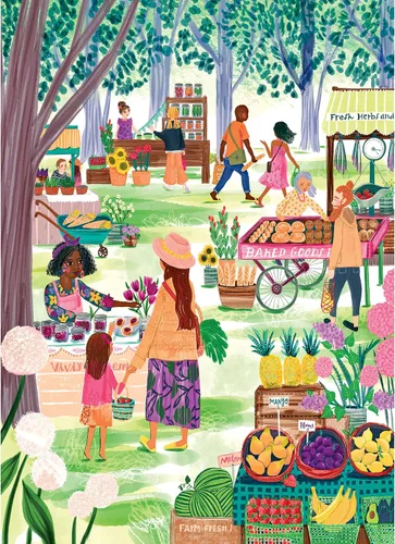 Vista 2 de RoseArt - Soft Touch - Farmer's Market - Rompecabezas de 1000 piezas para adultos