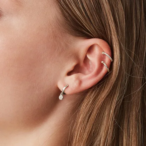 Vista 4 de PAVOI 14K Gold Plated 925 Sterling Silver Round Huggie Ear Cuff Gold Earrings for Women Clip On Cartilage Cuff Earrings