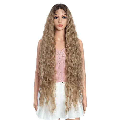 Vista 12 de Joedir - Peluca de 30 pulgadas de largo con encaje frontal, cabello ondulado profundo, parte superior, cabello natural superior con abuelitos