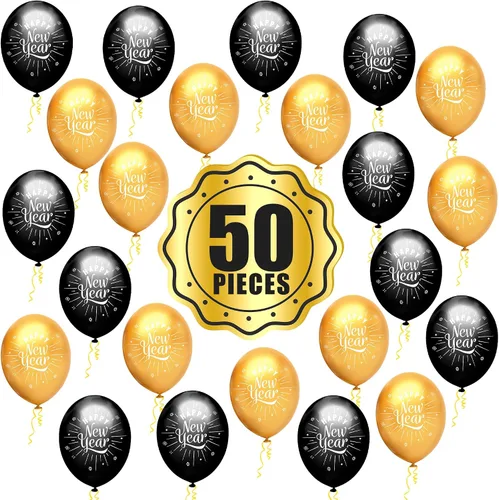 Vista 9 de KatchOn, Juego de 50 globos de feliz año nuevo, globos de látex de feliz año nuevo, decoraciones de feliz año nuevo 2026 Suministros para fiesta