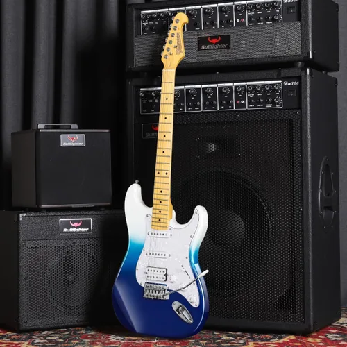 Vista 5 de Guitarra eléctrica Bullfighter para amantes de la música principiantes de 39 pulgadas de tamaño completo, cuerpo sólido, kit de guitarra
