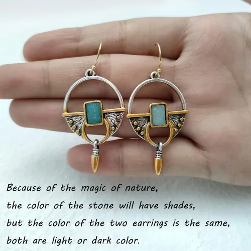 Vista 6 de Aretes estilo bohemio vintage chapados en oro de 14 quilates para mujer