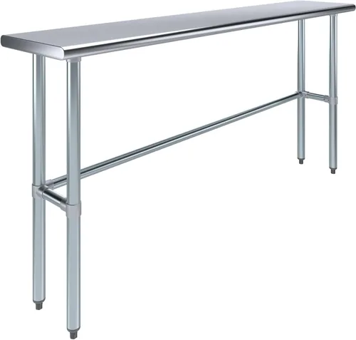 Vista 9 de Mesa de Trabajo de Acero Inoxidable con Base Abierta de 24" x 14" – Mesa Comercial Compacta Certificada NSF con Patas Galvanizadas para Cocinas
