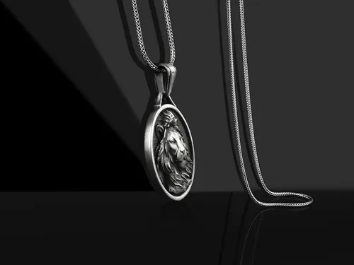 Vista 5 de BySilverStone Jewelry - Collar de medallón de plata esterlina hecho a mano de León salvaje, joyería del signo del zodiaco Leo, colgante de hombre