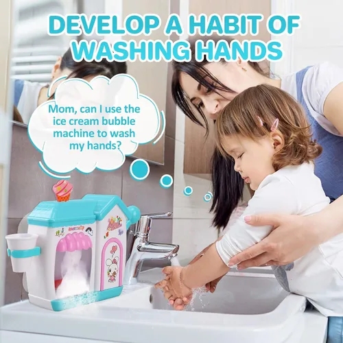 Vista 6 de Gretex Juguetes de Baño para Niños Pequeños de 3 4 5 6 7 8 Años Niñas, Juguete de Baño Fabricante de Helado de Burbujas, Juguetes de Ducha, Juguetes