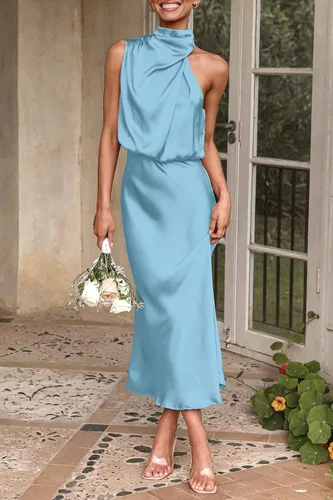 Vista 8 de PRETTYGARDEN Vestidos largos elegantes sin mangas con cuello alto falso para mujer
