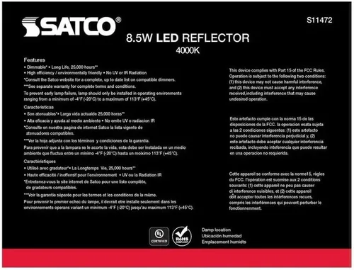 Vista 7 de Satco Bombilla LED de inundación 11472-8.5BR30/LED/840/120V/6PK S11472 BR30