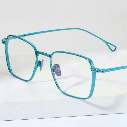 Vista 2 de FONEX Marco de lentes de titanio puro para hombre, anteojos cuadrados de gran tamaño, anteojos ópticos F85728