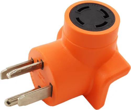 Vista 8 de AC WORKS Adaptador de salida de pared para secadora de 30 amperios y 4 clavijas (para enchufe de secadora de 30 A de 3 clavijas)