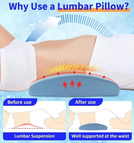 Vista 3 de Almohada de Soporte Lumbar para la Cama para Aliviar el Dolor de Espalda: Almohada de Espalda Baja para Dormir - Almohada de Cintura de Espuma
