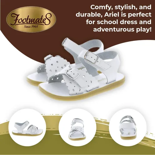 Vista 6 de FOOTMATES Ariel and Eco-Ariel Waterproof Sandals for Girls and Boys with Slip-Resistant, Non-Marking Outsoles and Strap Closure, White - 7 Toddler