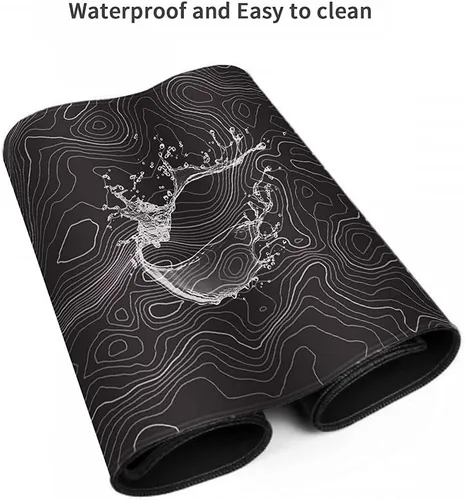 Vista 10 de Keepcute - Alfombrilla de escritorio topográfica negra, alfombrilla grande para mouse para juegos de 35.4 x 15.7 pulgadas