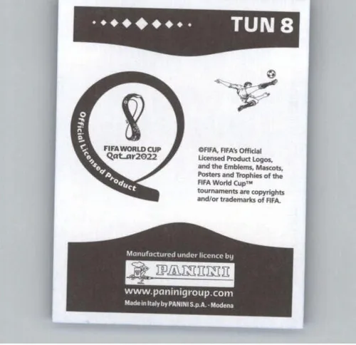 Vista 2 de 2022 Panini World Cup Qatar Stickers Blue #TUN8 Ali Maaloul Tunisia Group D Official Album Sticker (2 inch X 2.5 Inch) in Raw (NM or Better)