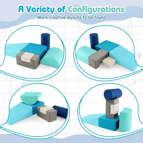 Vista 3 de Costzon Juego de escalada y gateo para niños pequeños, 6 piezas con cubierta de poliuretano para gatear, escalar y caminar, bloques de escalada