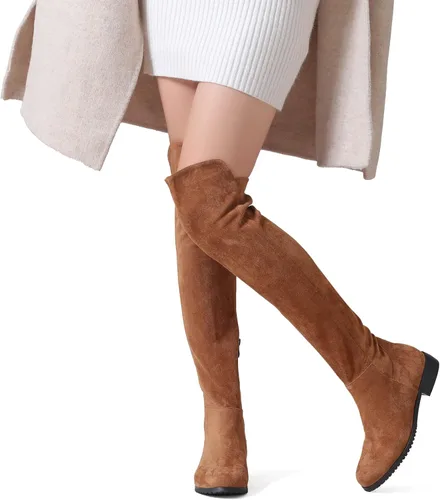 Vista 4 de Shoe'N Tale Botas de tacón bajo para mujer con punta puntiaguda sobre la rodilla, botas altas hasta el muslo