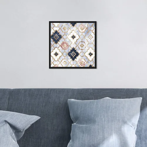 Vista 5 de The Oliver Gal Artist Co. Lienzo enmarcado abstracto para pared, diseño de cuarzo rosa, patrón marroquí, decoración del hogar, 12 x 12 pulgadas