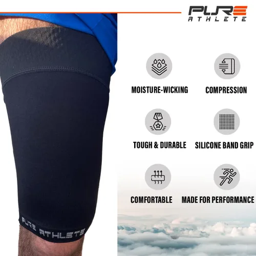 Vista 4 de Manga de compresión para muslos – isquiotibiales, cuádriceps, tirar de la ingle y tensiones – correr, baloncesto, tenis, fútbol y deportes – Soporte