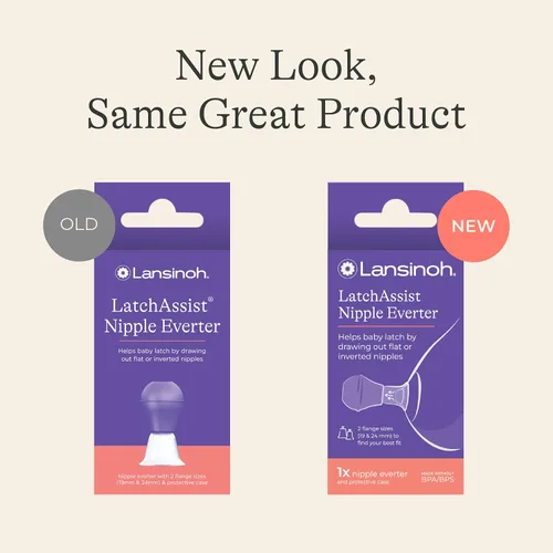Vista 2 de Lansinoh LatchAssist Nipple Everter para lactancia con 2 tamaños de brida (19 mm y 24 mm) y estuche protector