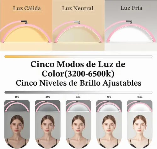 Vista 2 de Mznoo Luz de pestañas con bandeja de herramientas, luz de luna LED de Rosa