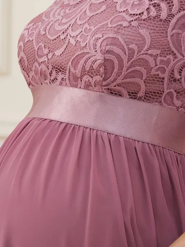 Vista 5 de Ever-Pretty Vestido de maternidad con bordado de encaje de manga 34 de gasa para mujer 20797-EYUS