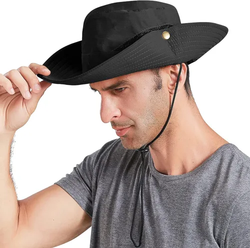 Vista 6 de Sun Hats for Men Women UPF 50+ Wide Brim Bucket Hat Waterproof Packable Cowboy Hat for Fishing Beach Safari Gardening Golf