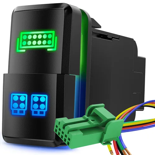 Vista 8 de Nilight Interruptor de Botón de Luces Auxiliares 12V Encendido/Apagado con Kit de Cable Conector 1.54" x 0.83" Repuesto para Toyota Tacoma Tundra