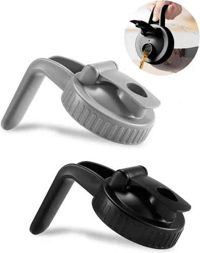 Vista 11 de Paquete de 2 tapas para frascos Mason de boca ancha en forma de V con asa, tapa con pico vertedor para frasco Mason con tapa abatible extendida