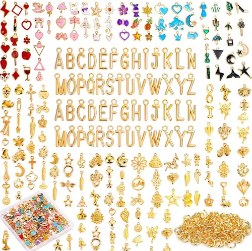 Vista 11 de Modacraft - 120 piezas de dijes navideños para la fabricación de joyas, múltiples estilos de dijes esmaltados en oro con Santa, copo de nieve, árbol