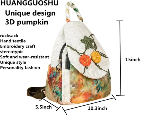 Vista 93 de HUANGGUOSHU Mochila de algodón tejida de algodón bohemio con bordado de lona estilo bohemio con múltiples bolsillos retro linda mochila cartera