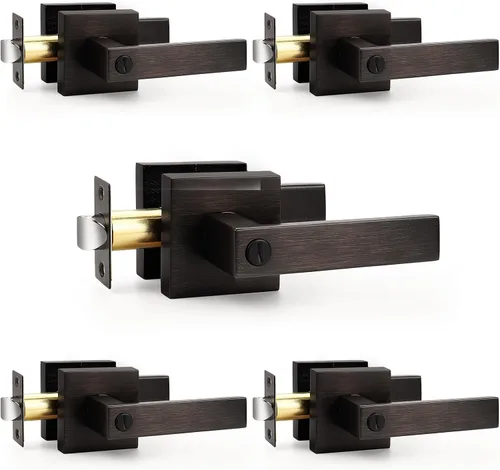 Vista 26 de Probrico Palanca de Puerta de Cama y Baño Negro Mate Servicio Pesado Manija de Puerta de Privacidad, Cerradura de Puerta Sin Llave Interior Baño