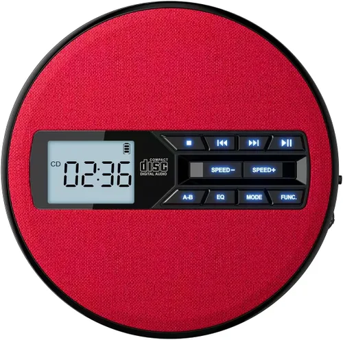 Vista 9 de Reproductor de CD portátil con altavoces, reproductor de CD personal recargable para automóvil y hogar, pequeño reproductor de música de tela