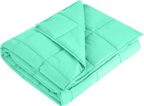 Vista 43 de L'AGRATY Manta con peso de 5 libras, para regazo, manta pequeña y portátil para adultos, refrescante, para viajar, relajarse y dormir, para todas