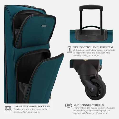 Vista 5 de U.S. Traveler Aviron Bay - Equipaje extensible con ruedas giratorias, Color verde azulado.), US08125E31