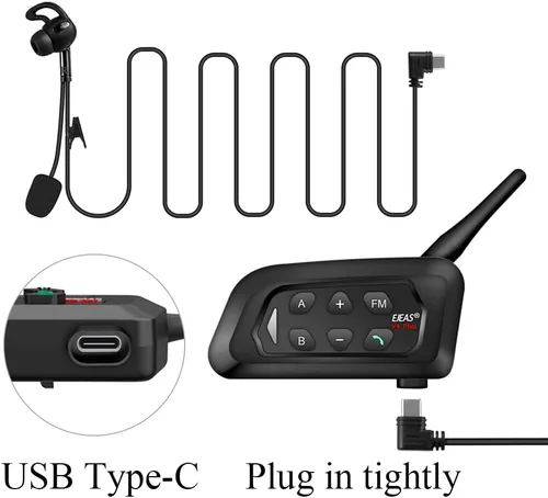 Vista 3 de MIMIRACLE Auriculares de árbitro, sistema de comunicación de árbitro tipo C con auriculares, intercomunicador Bluetooth de emparejamiento simple