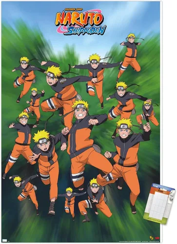 Vista 12 de Trends International Naruto Shippuden - Póster de pared de poses, 14.725 x 22.375 pulgadas, versión enmarcada de madera de granero