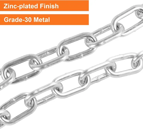Vista 3 de Cadena de seguridad para remolque de barco de acero grado 30 de 1/4" X 27" con ganchos de resorte de 5000 lbs, 2 piezas (1/4" X 27") Heavy-duty