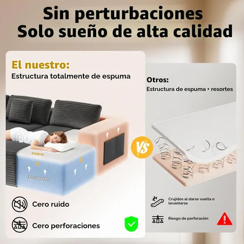 Vista 6 de CAMMOO Sofá seccional deshuesado en forma de L de 108 pulgadas, sofá nube Gris