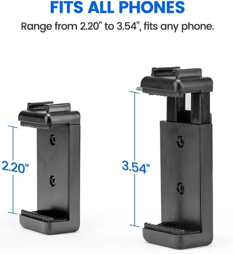 Vista 2 de Fotopro Soporte de trípode para teléfono, zapata fría, soporte universal para teléfono celular, clip de garra para monopod selfie stick escritorio