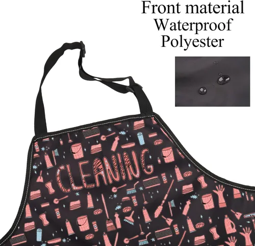 Vista 3 de FUSTMW Delantal con bolsillos, regalo de limpieza de casa, talla única, multicolor, moda, mujer (uso profesional y doméstico)