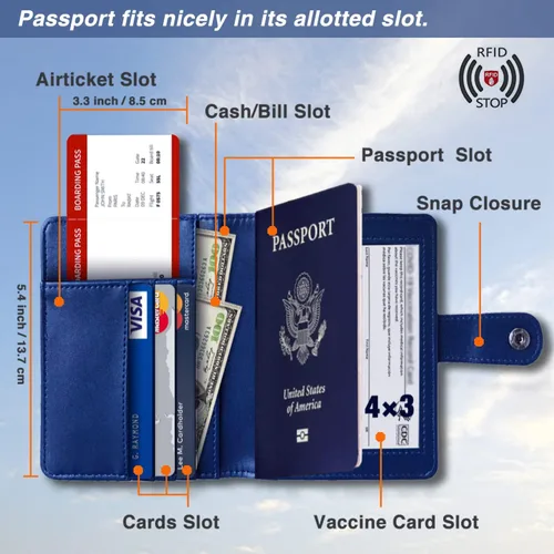Vista 2 de EUEHIE Portatarjetas de pasaporte y vacuna, con combo de tarjeta de vacuna